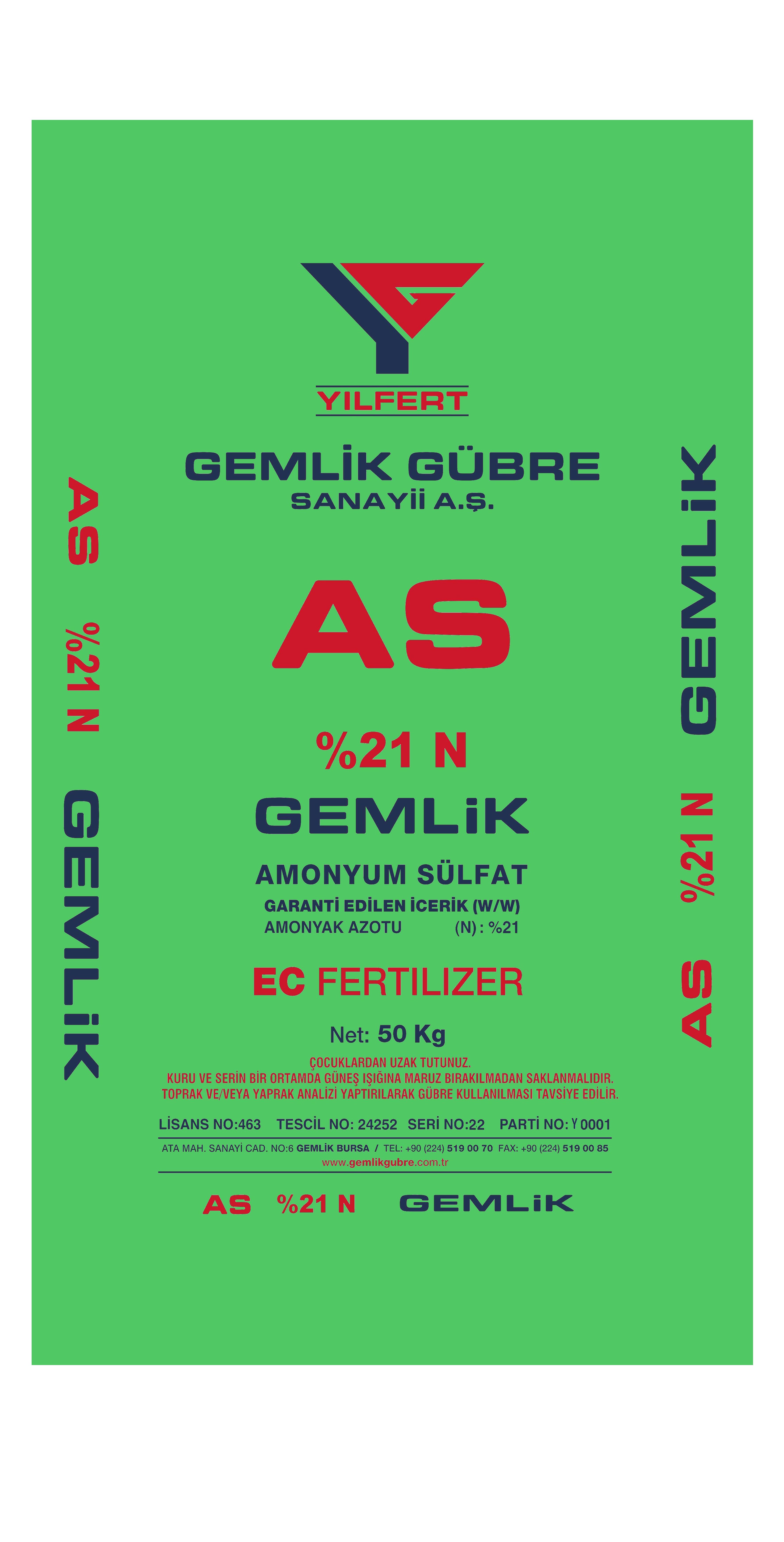 YILFERT GEMLİK AS  (AMONYUM SÜLFAT)